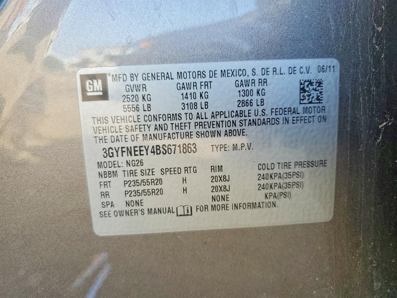 2011 Cadillac Srx მანქანა იყიდება აუქციონზე, vin: 3GYFNEEY4BS671863, აუქციონის ნომერი: 47982616