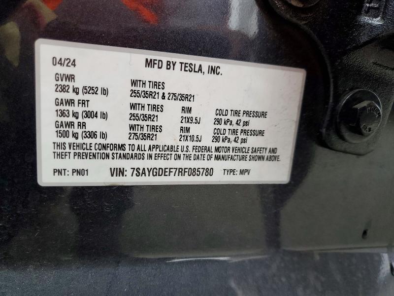Aukcja sprzedaży 2024 Tesla Model Y, vin: 7SAYGDEF7RF085780, numer aukcji: 48164166