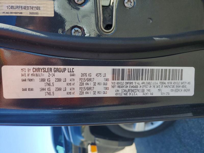 Aukcja sprzedaży 2014 Jeep Patriot, vin: 1C4NJRFB4ED741168, numer aukcji: 45936616