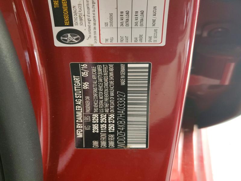 47467586 :رقم المزاد ، WDDZF4KB7HA033827 vin ، 2017 Mercedes-benz E مزاد بيع
