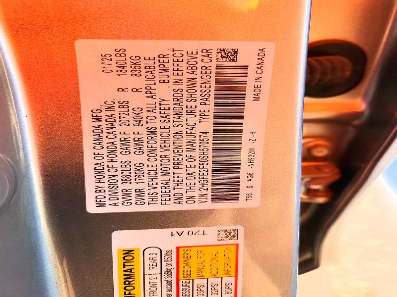 2025 Honda Civic მანქანა იყიდება აუქციონზე, vin: 2HGFE2F50SH570574, აუქციონის ნომერი: 79066525
