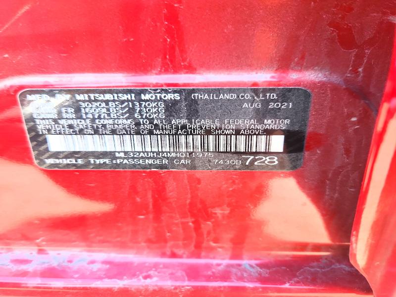 Продаж на аукціоні авто 2021 Mitsubishi Mirage, vin: ML32AUHJ4MH011975, номер лоту: 45534256