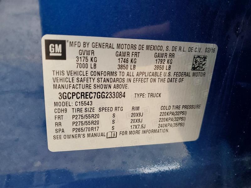 Aukcja sprzedaży 2016 Chevrolet Silverado, vin: 3GCPCREC7GG233084, numer aukcji: 79281195