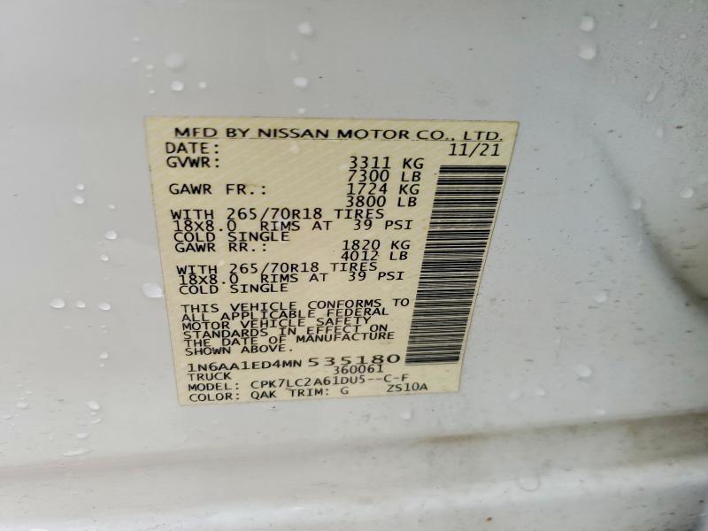 Aukcja sprzedaży 2021 Nissan Titan, vin: 1N6AA1ED4MN535180, numer aukcji: 42064186