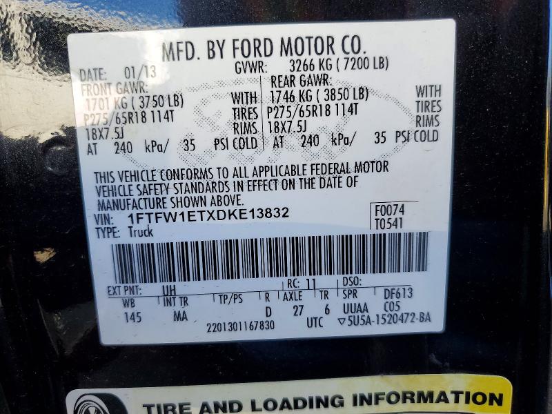 Продажа на аукционе авто 2013 Ford F150, vin: 1FTFW1ETXDKE13832, номер лота: 46940076