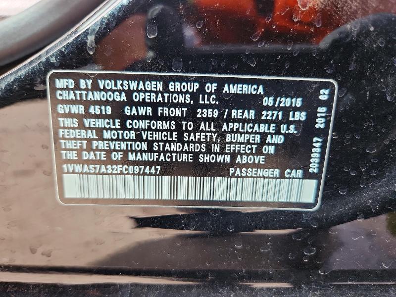 Aukcja sprzedaży 2015 Volkswagen Passat, vin: 1VWAS7A32FC097447, numer aukcji: 46373226