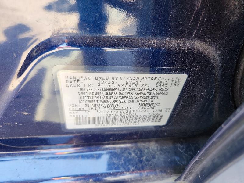 Aukcja sprzedaży 2018 Nissan Sentra, vin: 3N1AB7AP7JY284918, numer aukcji: 48036596