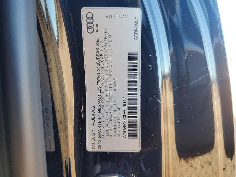 46478576 :رقم المزاد ، WAUVFAFRXDA026117 vin ، 2013 Audi A5 مزاد بيع