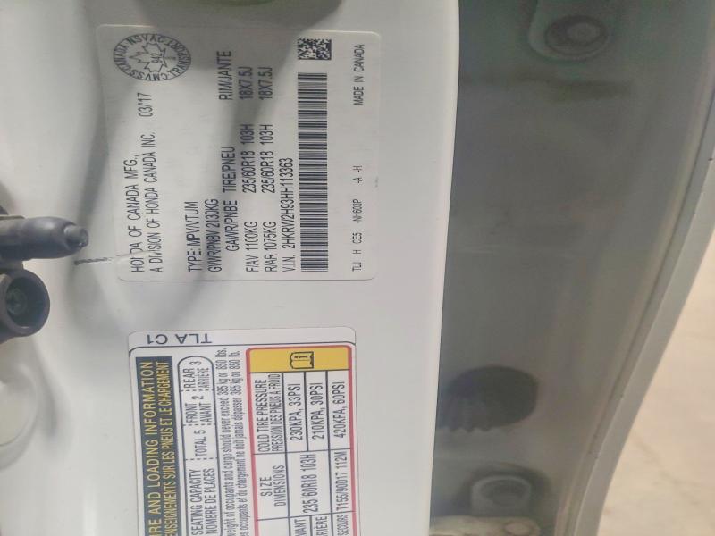 47545376 :رقم المزاد ، 2HKRW2H93HH113363 vin ، 2017 Honda Cr-v مزاد بيع