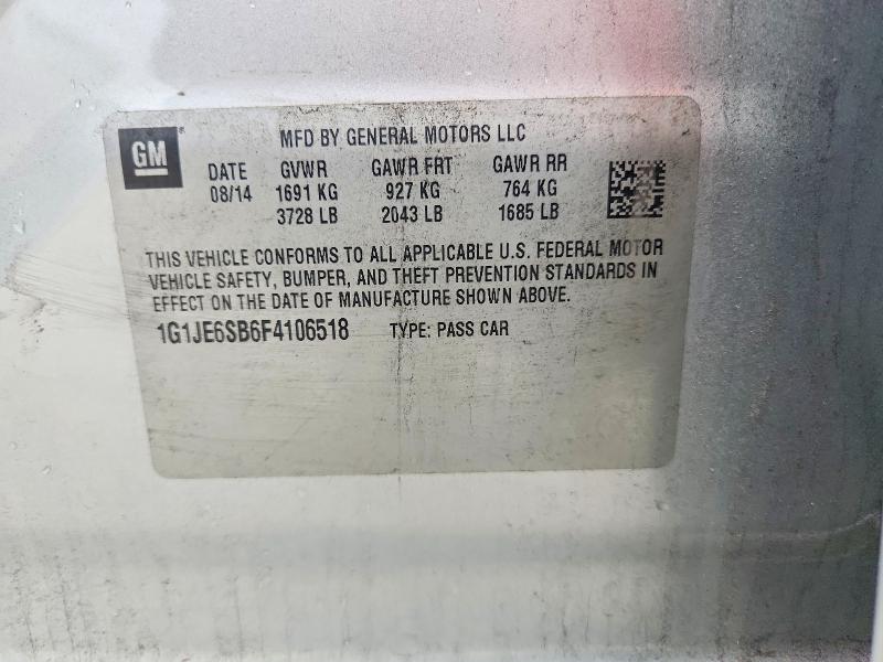 Aukcja sprzedaży 2015 Chevrolet Sonic, vin: 1G1JE6SB6F4106518, numer aukcji: 46584346