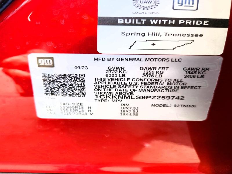 46534166 :رقم المزاد ، 1GKKNMLS9PZ259742 vin ، 2023 Gmc Acadia مزاد بيع
