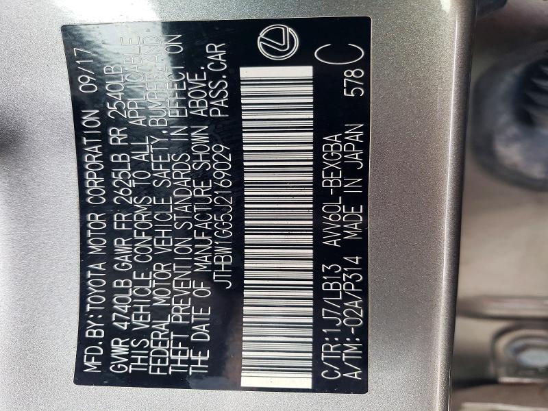 46332276 :رقم المزاد ، JTHBW1GG5J2169029 vin ، 2018 Lexus Es 300h مزاد بيع