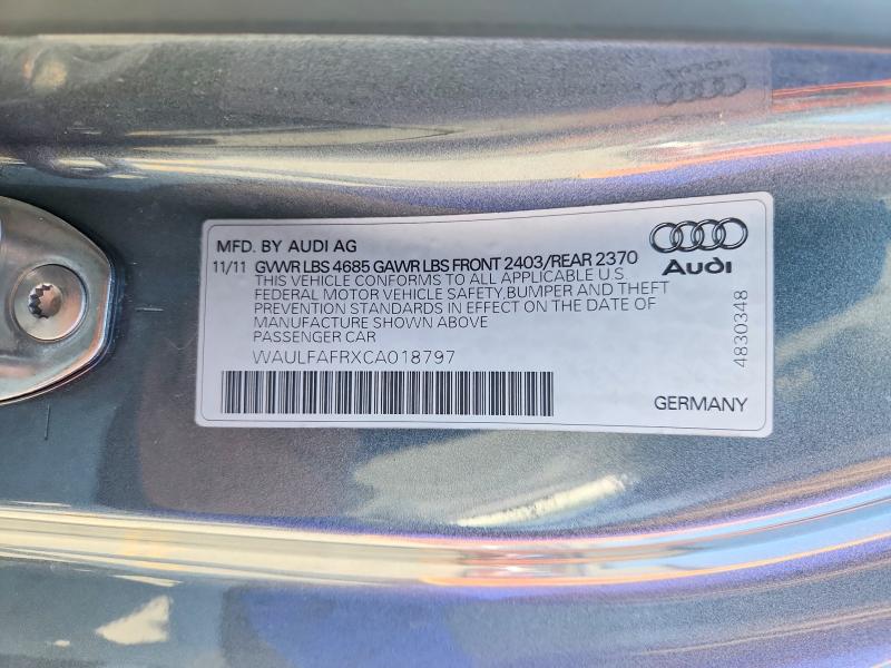 2012 Audi A5 მანქანა იყიდება აუქციონზე, vin: WAULFAFRXCA018797, აუქციონის ნომერი: 47007136