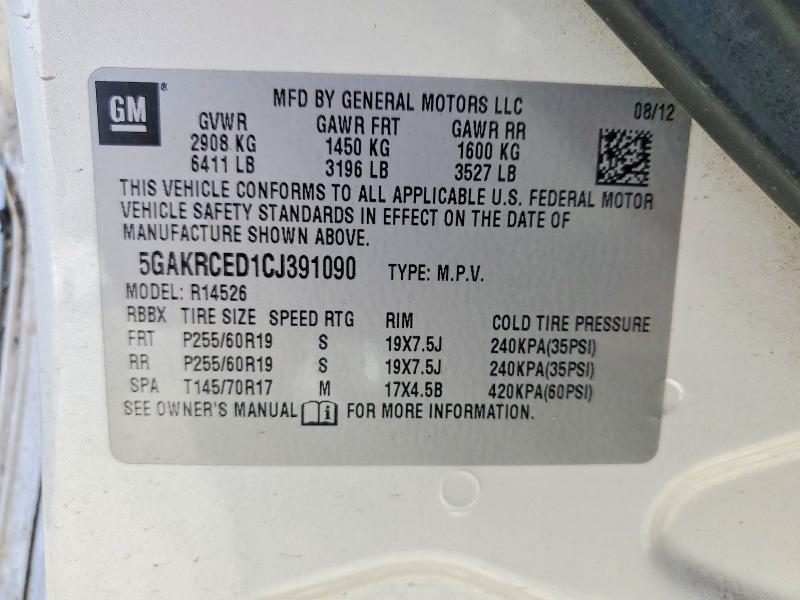 2012 Buick Enclave მანქანა იყიდება აუქციონზე, vin: 5GAKRCED1CJ391090, აუქციონის ნომერი: 47194326