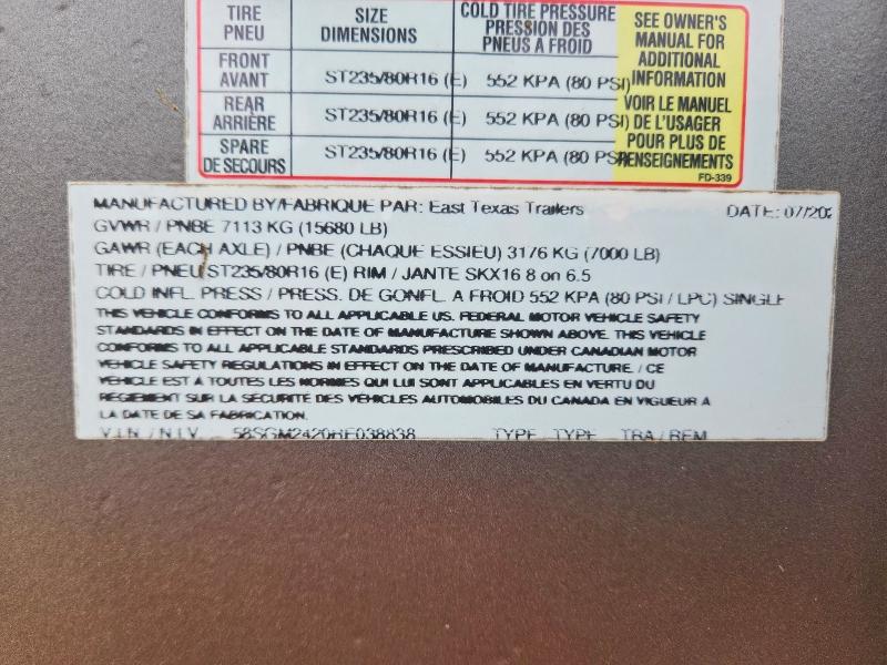 Продаж на аукціоні авто 2024 East Texas Unknown, vin: 58SGM2420RE038838, номер лоту: 48051416
