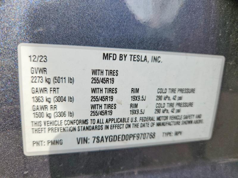 47764176 :رقم المزاد ، 7SAYGDED0PF970768 vin ، 2023 Tesla Model Y مزاد بيع