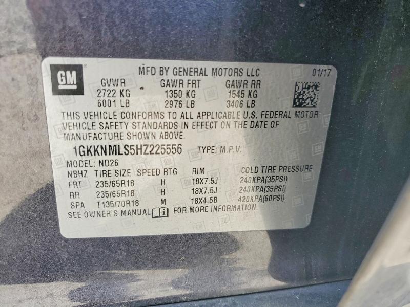 Aukcja sprzedaży 2017 Gmc Acadia, vin: 1GKKNMLS5HZ225556, numer aukcji: 46961916