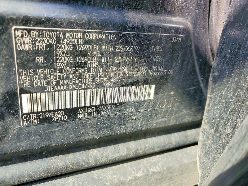 48013276 :رقم المزاد ، JTEAAAAHXMJ047799 vin ، 2021 Toyota Venza مزاد بيع