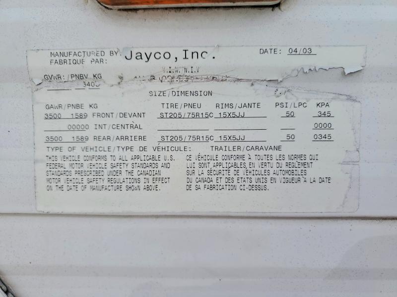 Продажа на аукционе авто 2003 Jayco Unknown, vin: 1UJBJ02N531EF0691, номер лота: 79339845