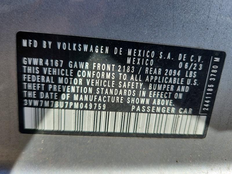Aukcja sprzedaży 2023 Volkswagen Jetta, vin: 3VW7M7BU7PM049759, numer aukcji: 46907186