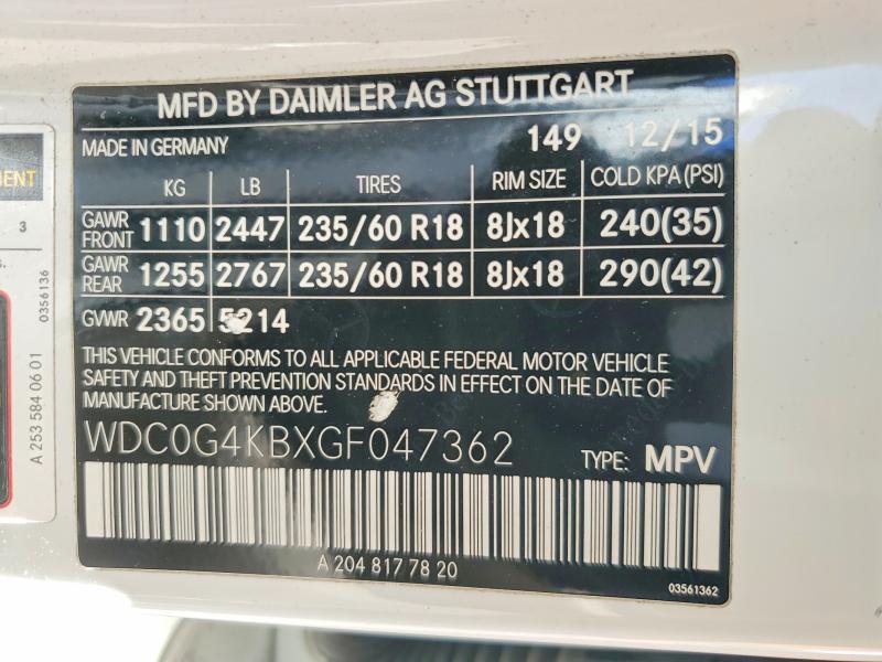 Продажа на аукционе авто 2016 Mercedes-benz Glc, vin: WDC0G4KBXGF047362, номер лота: 46821516