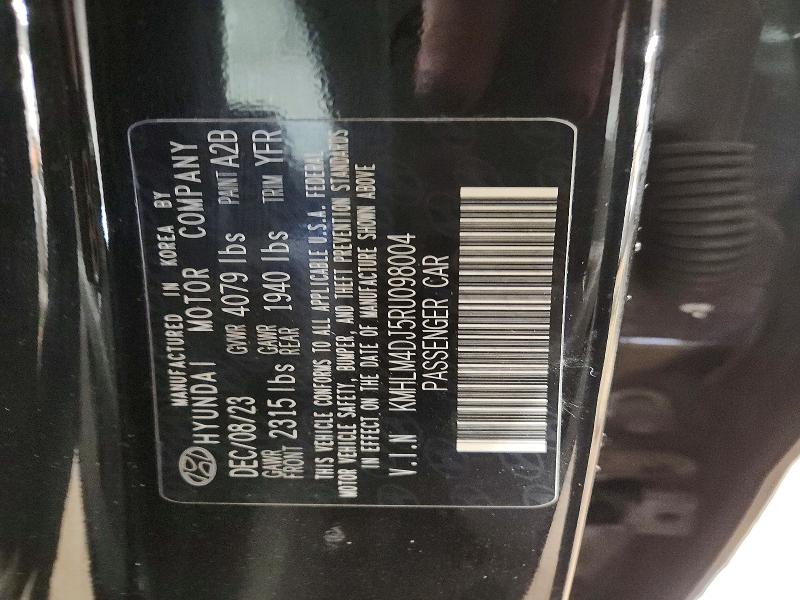 2024 Hyundai Elantra Hybrid მანქანა იყიდება აუქციონზე, vin: KMHLM4DJ5RU098004, აუქციონის ნომერი: 47269836
