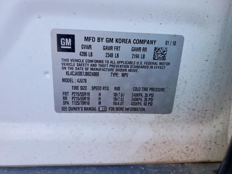 45784706 :رقم المزاد ، KL4CJASB7JB624800 vin ، 2018 Buick Encore مزاد بيع