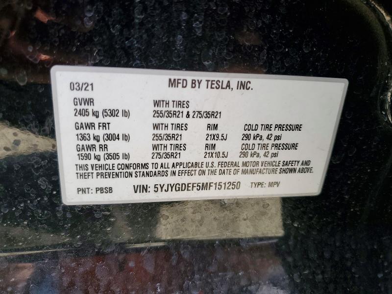 Продажа на аукционе авто 2021 Tesla Model  Y, vin: 5YJYGDEF5MF151250, номер лота: 41989456