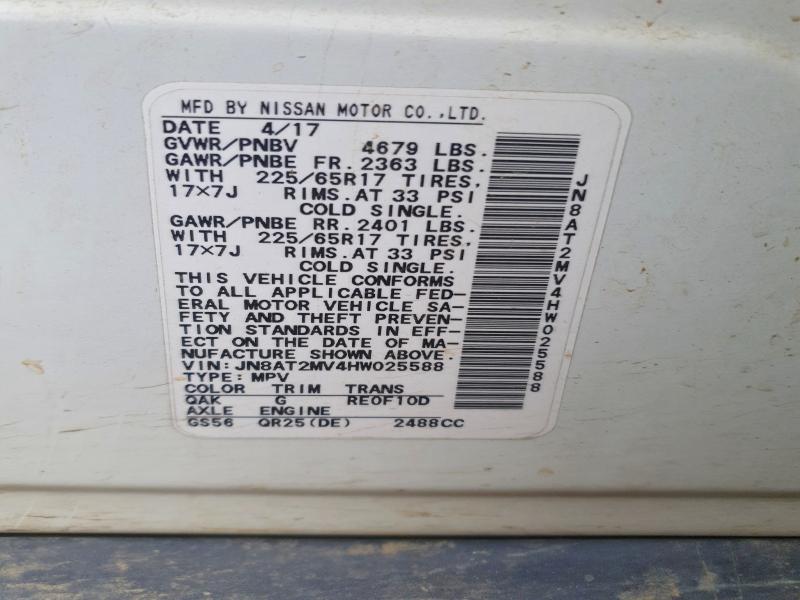 Продаж на аукціоні авто 2017 Nissan Rogue, vin: JN8AT2MV4HW025588, номер лоту: 47529866