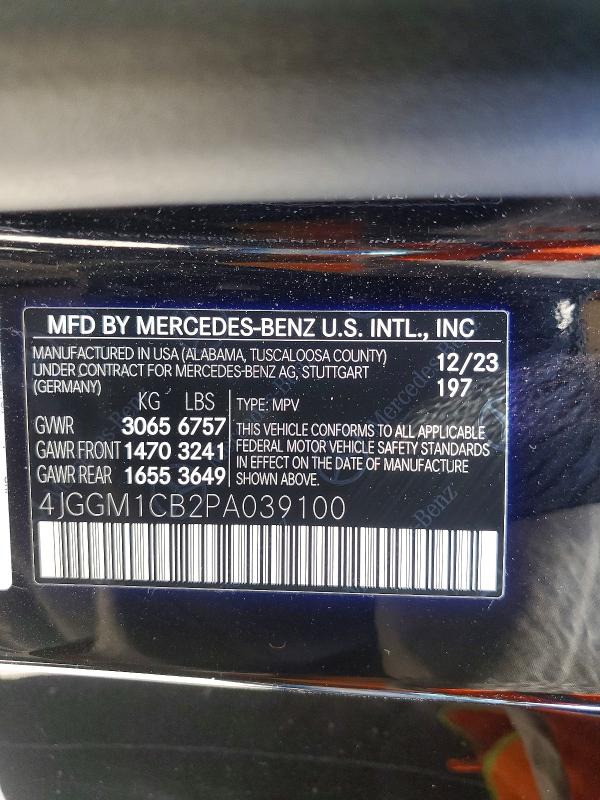 Продаж на аукціоні авто 2023 Mercedes-benz Eqe Suv, vin: 4JGGM1CB2PA039100, номер лоту: 46301456