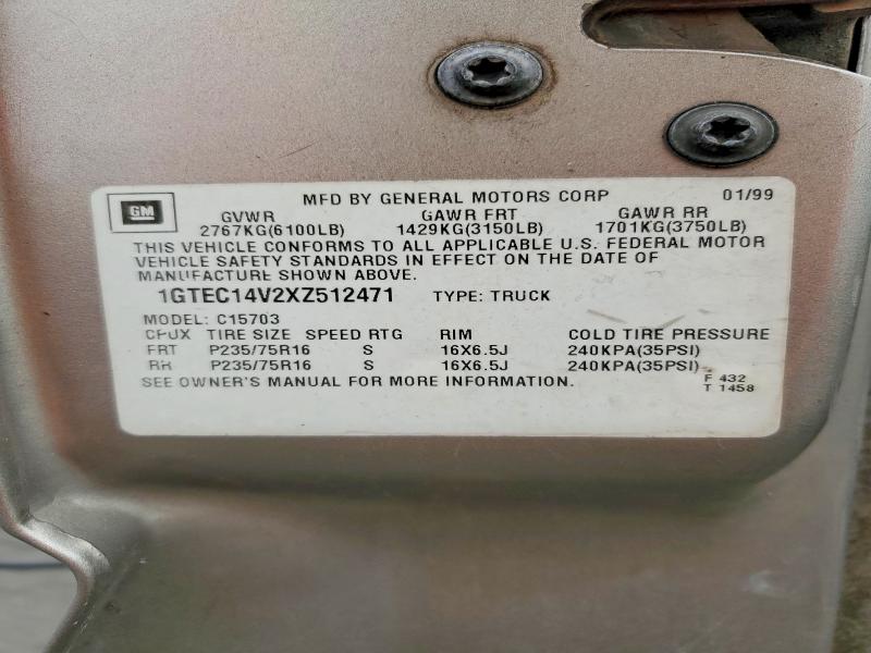 79613795 :رقم المزاد ، 1GTEC14V2XZ512471 vin ، 1999 Gmc New Sierra مزاد بيع