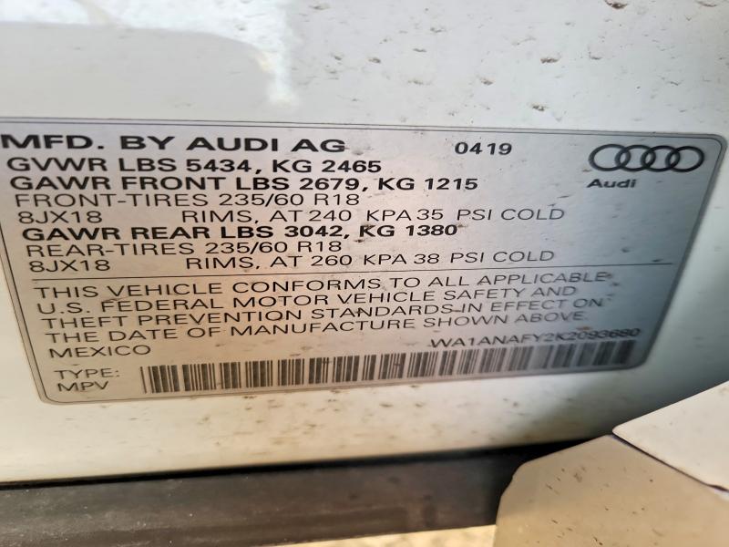 Продажа на аукционе авто 2019 Audi Q5, vin: WA1ANAFY2K2093680, номер лота: 79968775