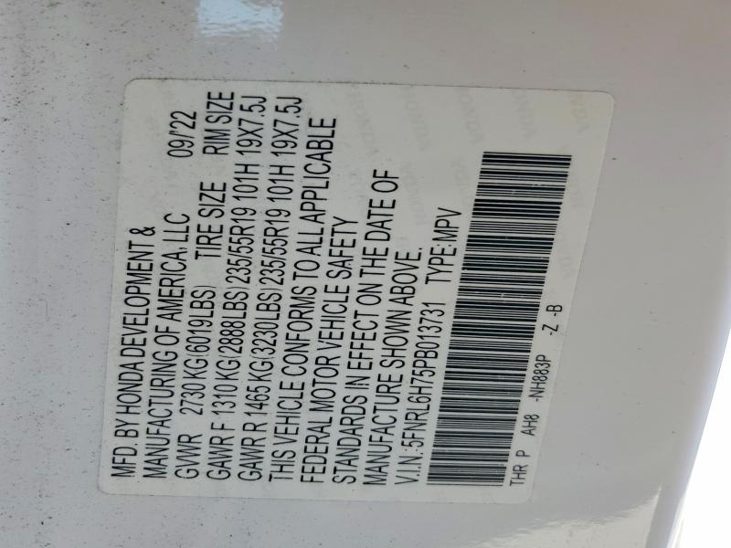 2023 Honda Odyssey მანქანა იყიდება აუქციონზე, vin: 5FNRL6H75PB013731, აუქციონის ნომერი: 46308976