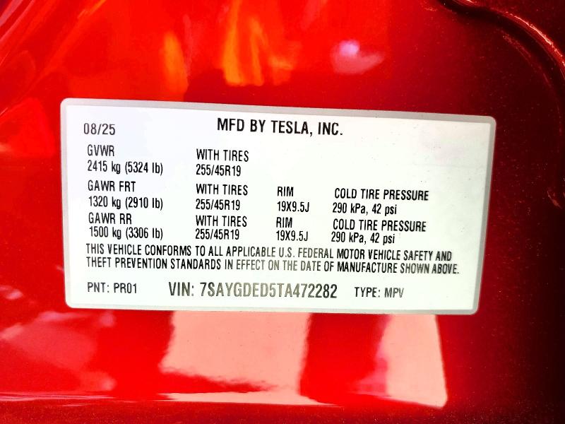 Aukcja sprzedaży 2026 Tesla Model Y, vin: 7SAYGDED5TA472282, numer aukcji: 47007806