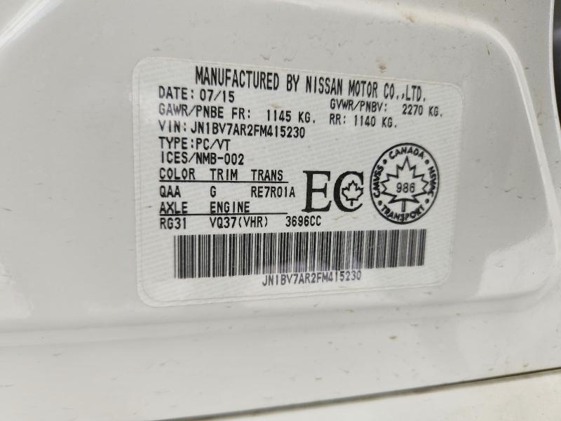 46486946 :رقم المزاد ، JN1BV7AR2FM415230 vin ، 2015 Infiniti Q50 مزاد بيع