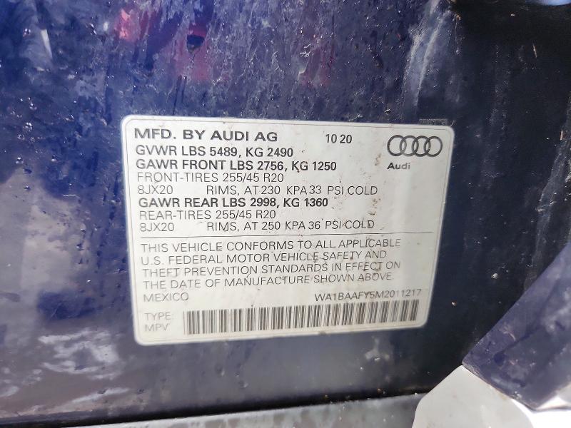 Продажа на аукционе авто 2021 Audi Q5, vin: WA1BAAFY5M2011217, номер лота: 78329555