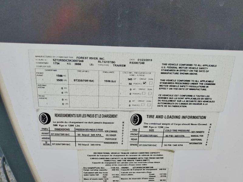 Aukcja sprzedaży 2019 Forest Riv Recreational Vehicle (rv), vin: 5ZT2RSDC5K3007248, numer aukcji: 79062035