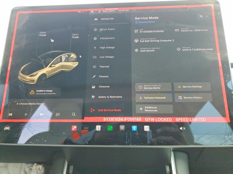 2018 Tesla Model 3 მანქანა იყიდება აუქციონზე, vin: 5YJ3E1EB6JF056168, აუქციონის ნომერი: 45495346