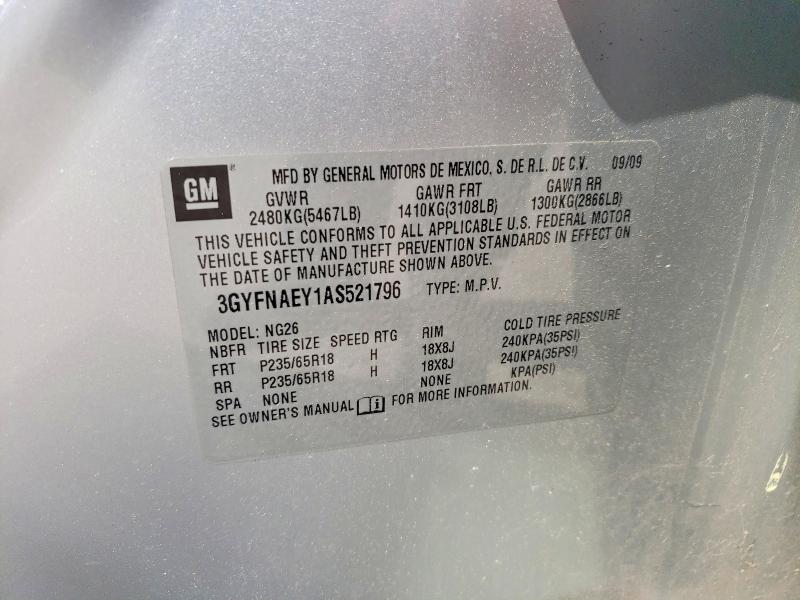 48071576 :رقم المزاد ، 3GYFNAEY1AS521796 vin ، 2010 Cadillac Srx مزاد بيع