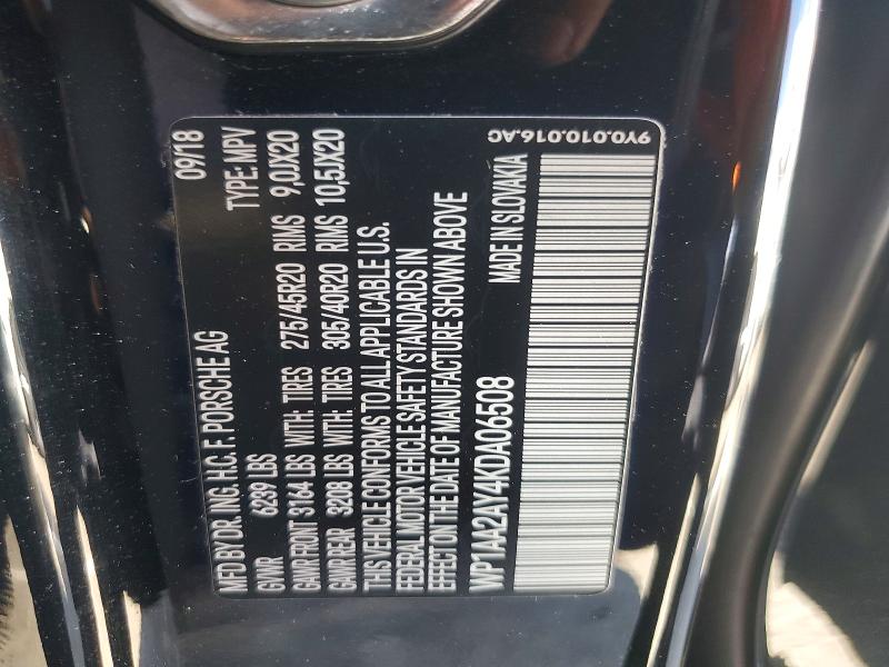 2019 Porsche Cayenne მანქანა იყიდება აუქციონზე, vin: WP1AA2AY4KDA06508, აუქციონის ნომერი: 46943776