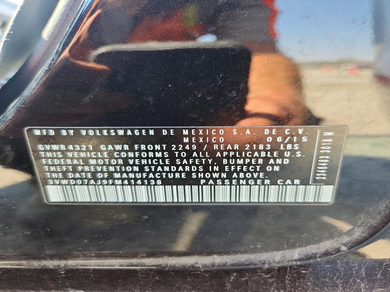 Aukcja sprzedaży 2015 Volkswagen Jetta, vin: 3VWD07AJ9FM414138, numer aukcji: 47969086