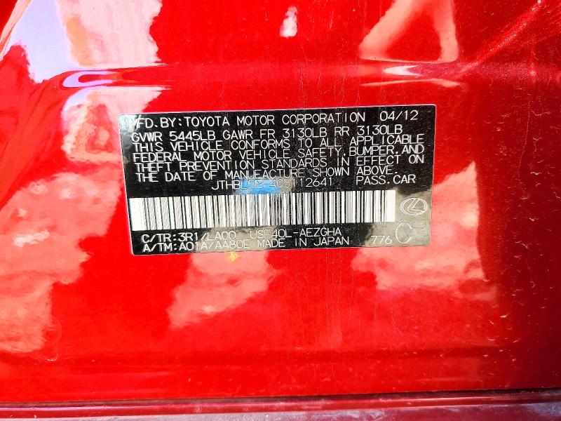 47823696 :رقم المزاد ، JTHBL5EF4C5112641 vin ، 2012 Lexus Ls 460 مزاد بيع