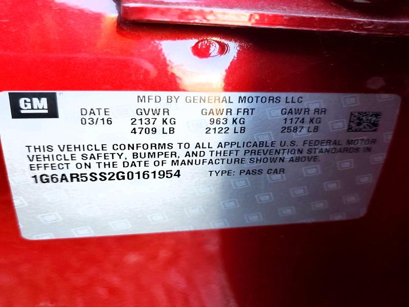 Продажа на аукционе авто 2016 Cadillac Cts, vin: 1G6AR5SS2G0161954, номер лота: 46331746