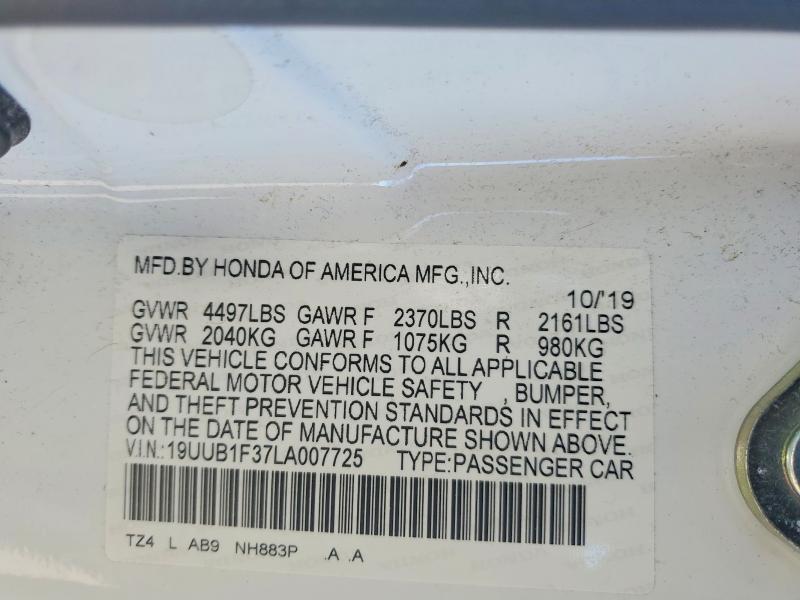 46402836 :رقم المزاد ، 19UUB1F37LA007725 vin ، 2020 Acura Tlx مزاد بيع