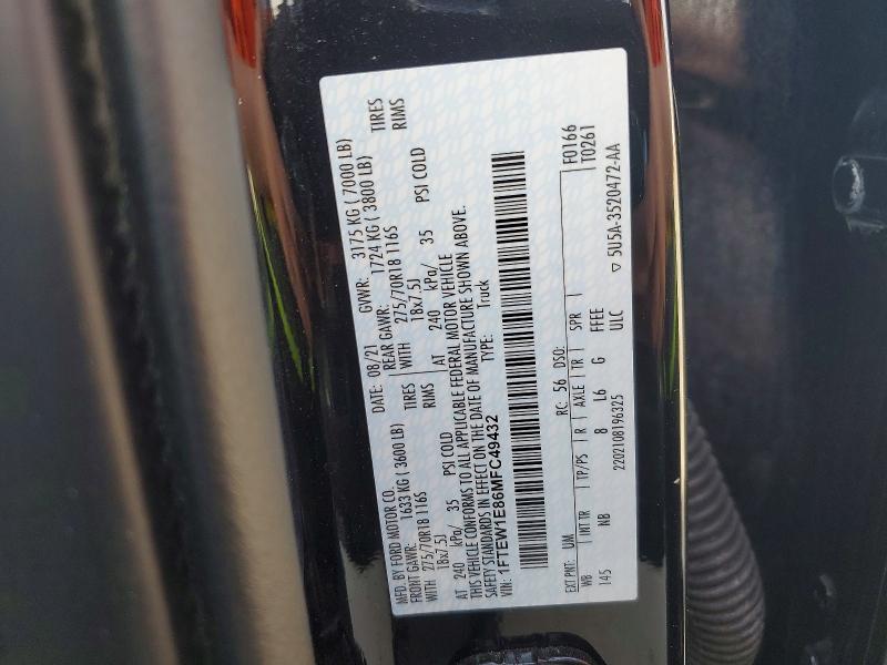 Продаж на аукціоні авто 2021 Ford F150, vin: 1FTEW1E86MFC49432, номер лоту: 46897206