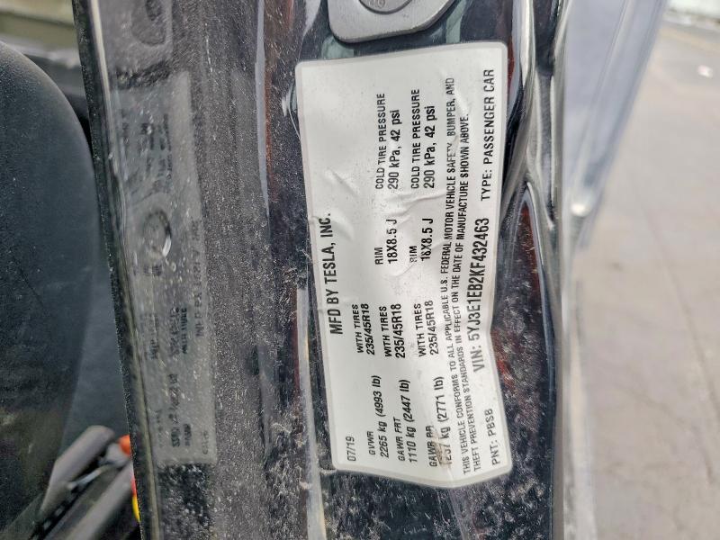Продаж на аукціоні авто 2019 Tesla Model 3, vin: 5YJ3E1EB2KF432463, номер лоту: 46264106