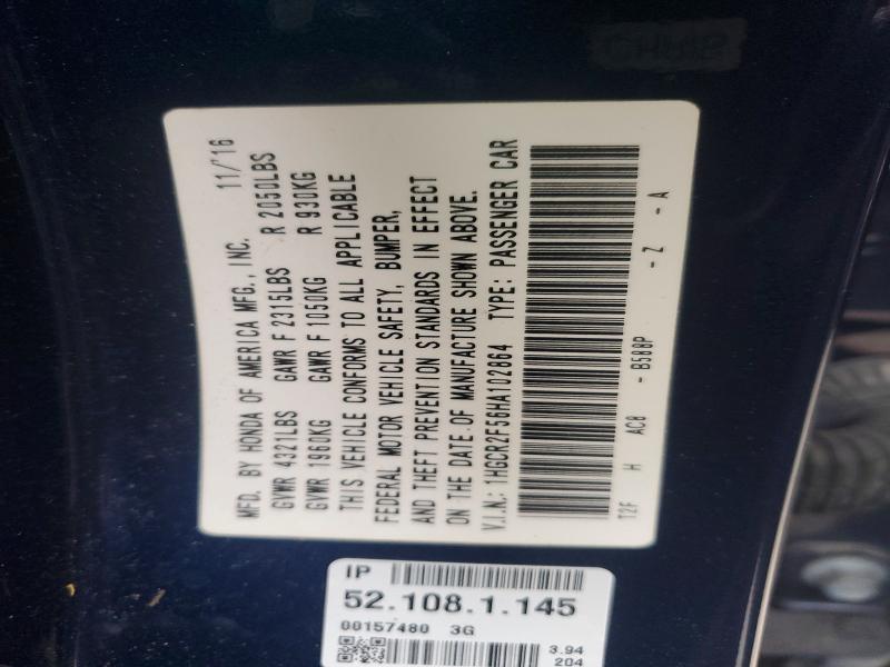 47877436 :رقم المزاد ، 1HGCR2F56HA102864 vin ، 2017 Honda Accord مزاد بيع