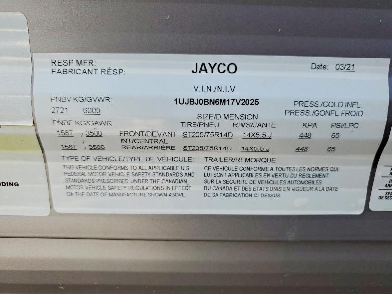 41701116 :رقم المزاد ، 1UJBJ0BN6M17V2025 vin ، 2021 Jay Jay Flight مزاد بيع