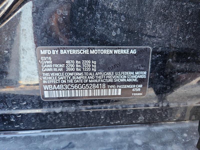 79500545 :رقم المزاد ، WBA4B3C56GG528418 vin ، 2016 Bmw 435 مزاد بيع