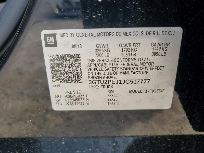 Aukcja sprzedaży 2018 Gmc Sierra, vin: 3GTU2PEJ1JG517777, numer aukcji: 79361335